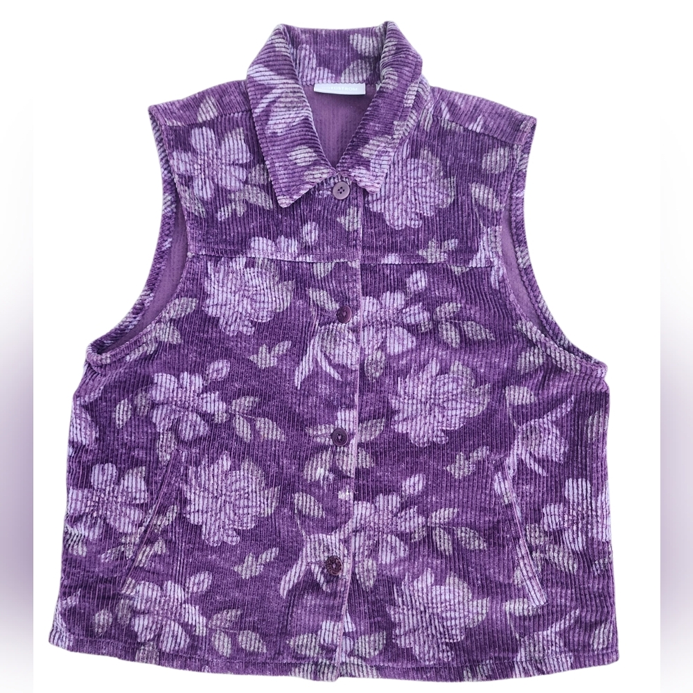 NORDSTROM vintage purple/floral corduroy vest, size MP